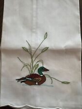 VINTAGE Cotton Embroidered Mallard Duck Towel picture