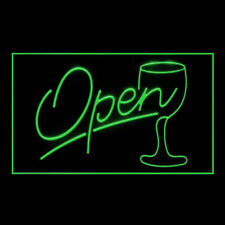 170030 Script OPEN Glass Cocktails Bar Pub Display Lighting Neon Sign picture