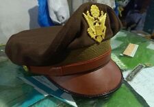 WW2 US Army Aircorps Military Officers Pilots OD Visor Crusher Hat Cap picture