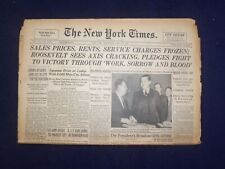 1943 APR 29 NEW YORK TIMES -SALES PRICES, RENTS, SERVICE CHARGES FROZEN- NP 6533 picture
