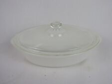 Vintage Glasbake Milk Glass Oval Baking Dish w/Lid-#J235 & J225-1 Qt-USA-GUC picture
