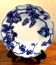 Johnson Brothers Flow Blue WARWICK Dessert Bread Plate 7' Embossed Scallop Rim picture