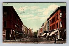 Augusta ME-Maine, Water Street Looking South, Antique, Vintage c1912 Postcard picture