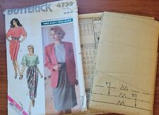 90s Vintage Sewing Pattern Butterick 4732 Jacket Top Tapered Skirt 12 14 16 picture
