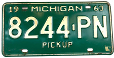 Vintage 1963 Michigan Pickup License Plate Man Cave 8244-PN Decor Collectors picture