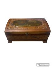 Vintage Hand Carved Wooden Scenery Box HAS SEVERAL FLAWs  picture
