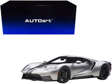 2017 Ford GT Ingot Silver Metallic with Black Stripes 1/12 Model Car by Autoart picture