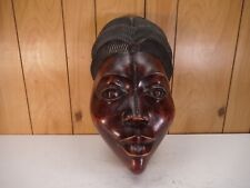 Vtg Hand Carved Wooden Woman Face Mask Signed Zinga picture