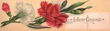 1880s-90s Red & White Blooming Flowers A Merry Christmas Trade Card picture