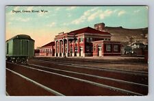 Green River WY-Wyoming, View Of Depot, Antique, Vintage Postcard picture