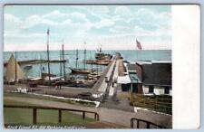 Pre-1908 BLOCK ISLAND RHODE ISLAND OLD HARBOR & BREAKWATER POSTCARD*BOATS*DOCK picture
