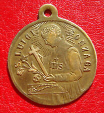 SAINT LUIS GONZAGA /VIRGIN OF IMMACULATE CONCEPTION RARE ANTIQUE RELIGIOUS MEDAL picture