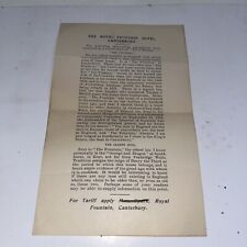 Antique Advertisement: The Royal Fountain Hotel - Canterbury England Inn picture