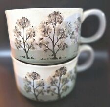 Vintage 1970's Stoneware Cups/ Mugs/ Bowls/ Nature Trees Design picture