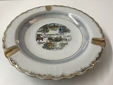 Ashtray Vintage USA State Of Connecticut Porcelain Ashtray With Gold Trim picture