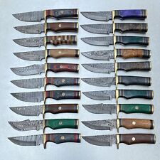 LOT OF 20 CUSTOM HAND FORGED DAMASCUS STEEL HUNTING SKINNING KNIFE 1568 W/SHEATH picture
