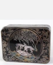 C1930’s Rockwell Silver Company Sterling Overlay Glass Box. Antelope Pattern picture