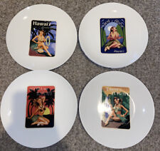 GARRY PALM Designed Set of 4 Palm Girl Pupu Plates in original box, 2003 EUC picture
