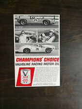 Vintage 1967 Valvoline Racing Motor Oil Champion's Choice Original Ad picture
