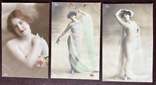 3 Vintage Colorized Real Photo Postcard Risqué RPPC Women picture
