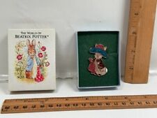 Gold Tone Plated ENAMEL Beatrix Potter Peter Rabbit BROOCH PIN with box picture