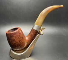 BOK Swan Neck Stunning Antique Estate Pipe With Silver & Horn Stem picture