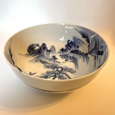 Vintage Antique Japanese Blue and White Porcelain Arita Ware Landscape BOWL 8