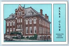 Charlotte North Carolina Postcard Elks Club Exterior Building View c1920 Vintage picture