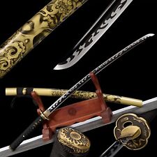 40''Black Katana 1095 High carbon Steel Japanese Samurai Handmade sharp Sword picture