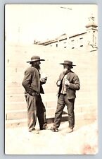 RPPC Men with Beards Wearing Hats Near Steps AZO 1925-1940s VTG Postcard 1471 picture