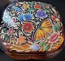 Mexican Folks Art Mirror  “Monarch Butterfly”  Hand Painted With Gold Threads. picture