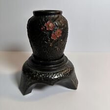 Vintage Black Tokanabe Vase with Base 1930's Japanese Pottery 5.25