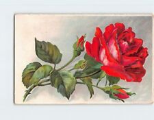 Postcard Embossed Red Rose Print Greeting Card picture