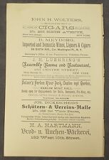 Antique 1892 Ad SULZERS HARLEM Shore Hotel GERMANIA BOWLING ALLEY Sample Room picture