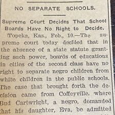 1906 Kansas Anti Segregation In Public Schools Supreme Court Newspaper Clipping picture