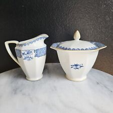 Johnson Bros. Brothers Geneva Creamer & Sugar Bowl Blue & White England Antique picture