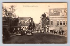Augusta ME-Maine, Water Street, Advertisment, Vintage c1960 Postcard picture