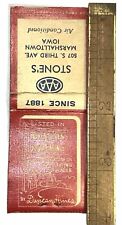 Early Marshalltown Iowa Car Dealer Advertising Matchbook AAA Stones Duncan Hines picture