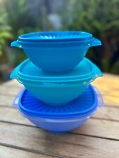 Tupperware New Classic Servalier Bowls Set of 3 Shades of Blue Serving & Mixing picture