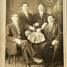 Antique Cabinet Card Photograph Handsome Young Men Drinking Alcohol New York NY picture