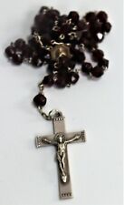 Vintage cherry red faceted glass Catholic rosary picture