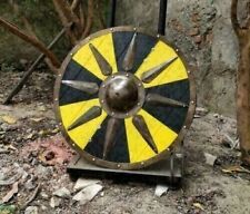 Yellow Designed Battle Armor Shield 22 gift Medieval vintage Round wooden Shield picture