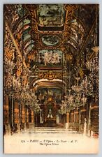 L'Opera Garnier, Le Foyer (The Opera House), Paris, France c1920 Postcard PAR023 picture
