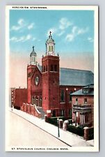Chelsea MA-Massachusetts, St. Stanislaus Church, Antique Vintage Postcard picture