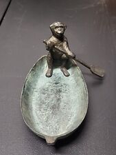 Antique Bronze Monkey In A Rowboat Sculpture picture