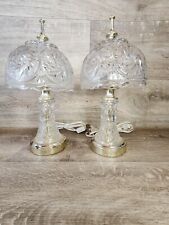 Vintage Pair of Crystal Scalloped  Edge Lamp With Stars Of David picture