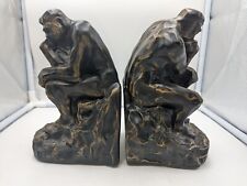 Simulated Bronze Resin Heavy Book Ends The Thinker Barnes & Noble 1999 EUC picture