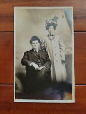 Antique Studio RPCC Married Couple Black & White Photo 1910s AZO Postcard Unused picture
