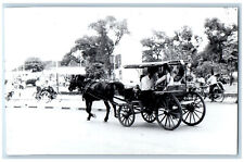 Jogjakarta Indonesia Postcard Andong Carriage Old Vehicle c1940's RPPC Photo picture