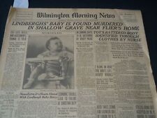 1932 MAY 13 WILMINGTON NEWS NEWSPAPER - LINDBERGH'S BABY FOUND MURDERED- NT 7228 picture